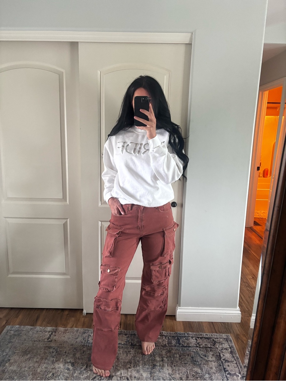 tall girl friendly rust Cargo Pants